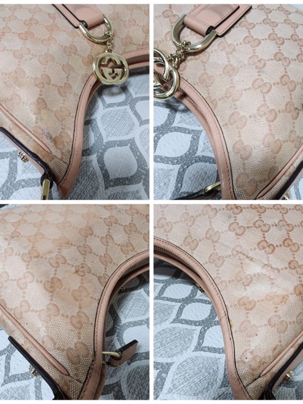 Authentic Gucci GG Crystal Canvas Glossy Small Abbey D Ring Shoulder Bag Pink - Picture 8 of 13